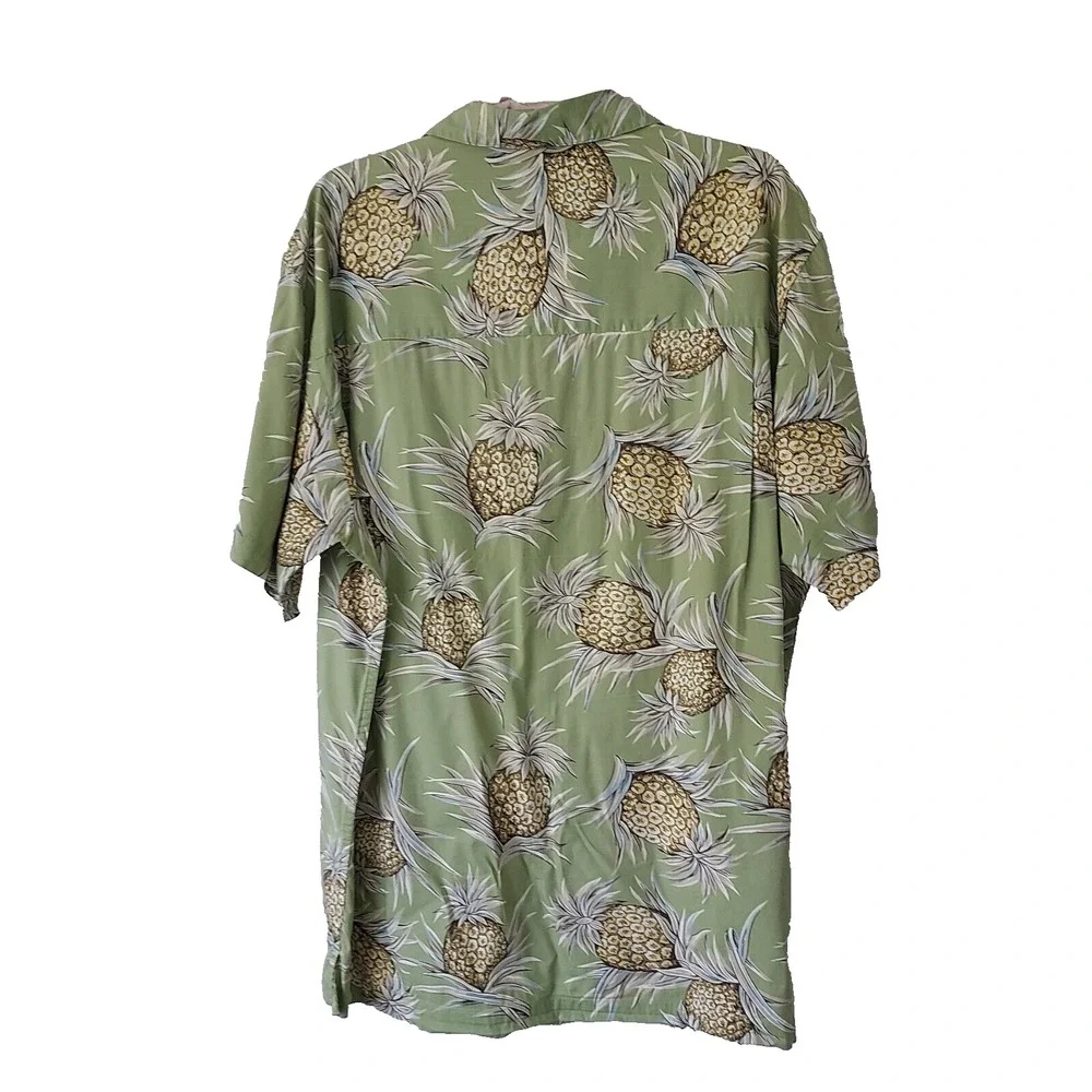Vtg Chaps Ralph Lauren‎ Shirt Mens Large Pineapple Loop Collar Hawaiian Camp Y2K